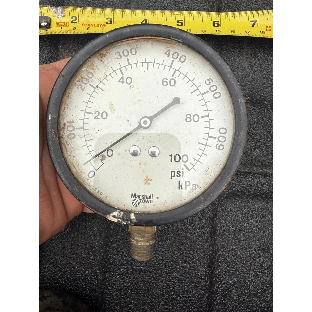 Marshalltown 0–100 PSI kPa Pressure‎ Gauge Industrial Tool Vintage Black Case